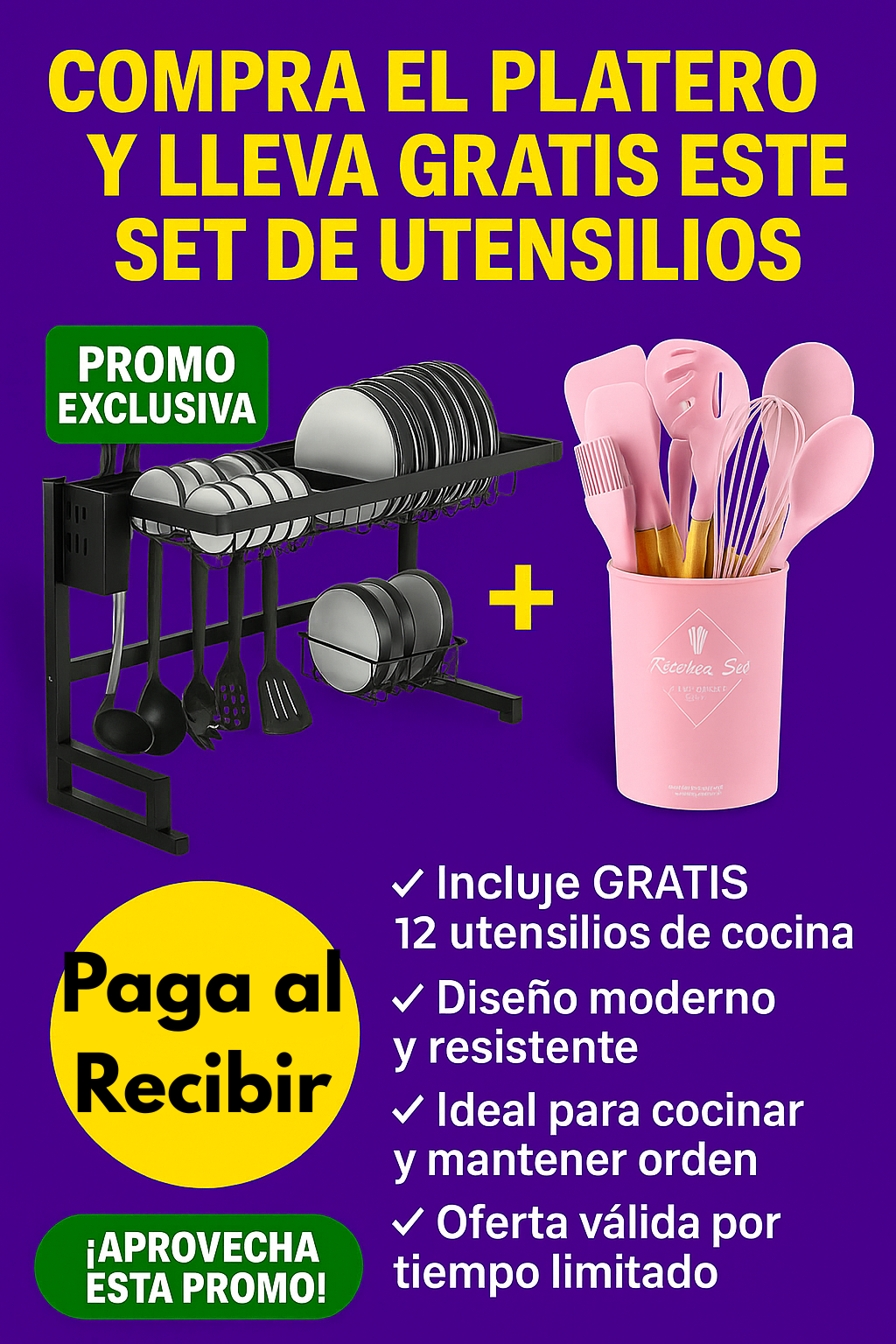 ¡Aprovecha! 🎁 Obsequiamos un Juego de Cubiertos 🍴 con nuestro Escurridor Platero Ahorrador de Espacio de Acero Inoxidable $119.000✨